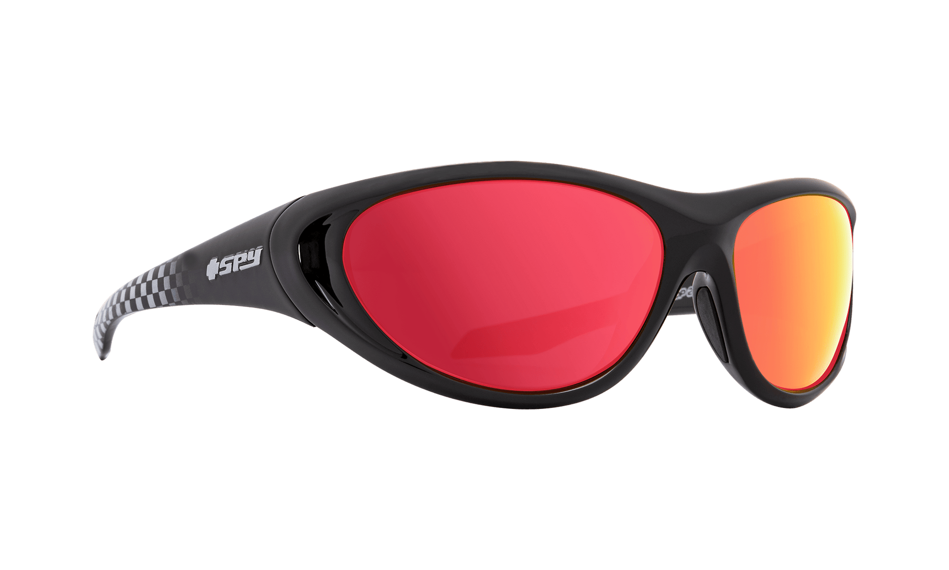 SPY Scoop 2 Sunglasses  HD Plus Rose with Red Spectra Mirror Black Checkered Fade  65-15-127