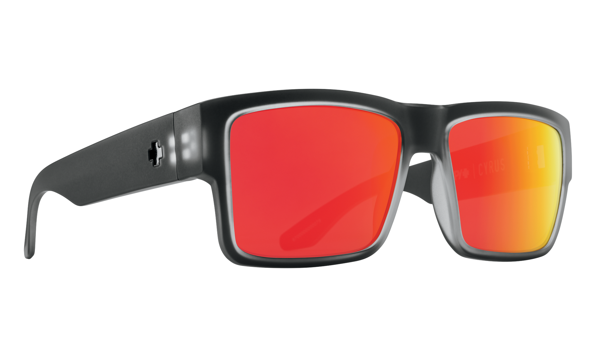 SPY Cyrus Sunglasses  Happy Gray Green Polar with Red Spectra Mirror Matte Black Ice  58-17-145