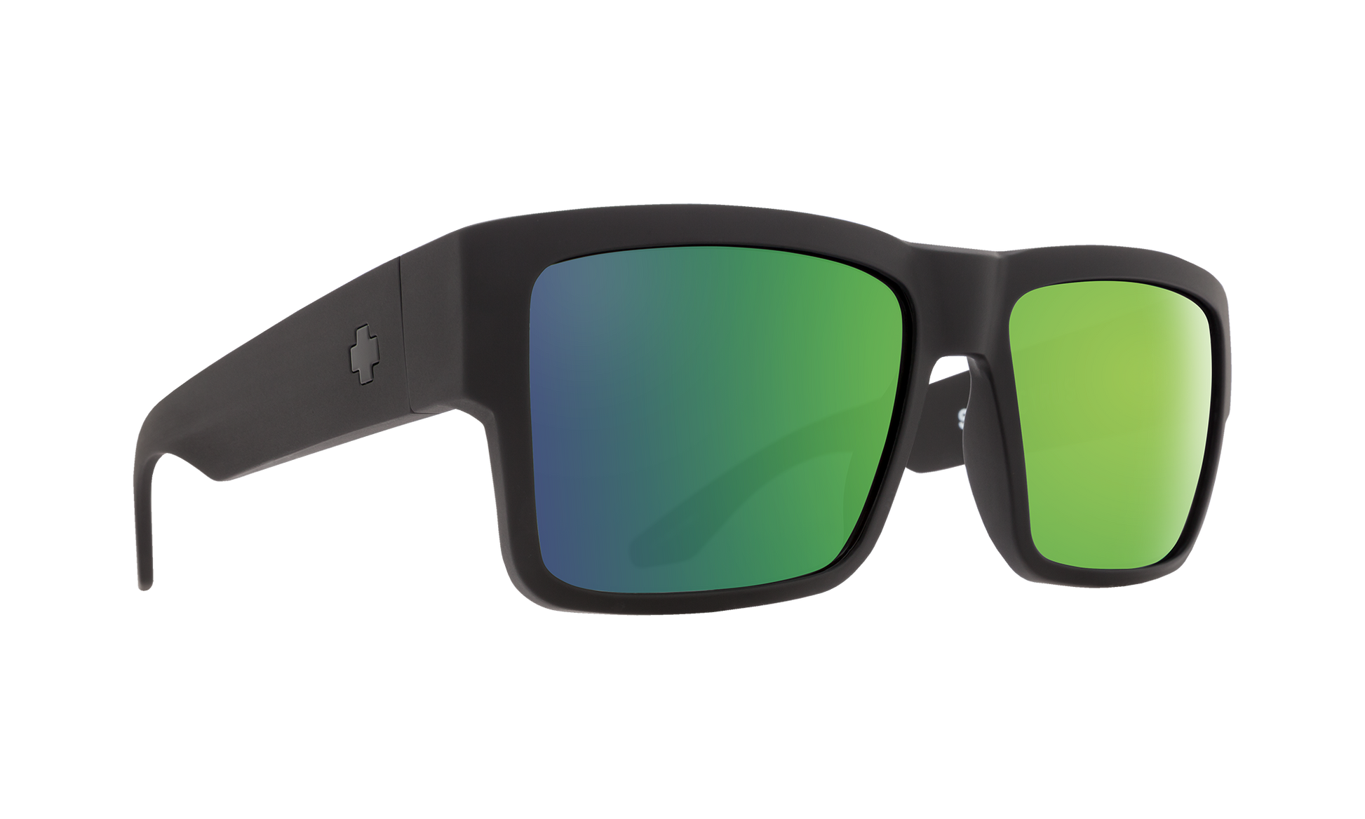 SPY Cyrus Sunglasses  Happy Bronze Polar with Green Spectra Mirror Soft Matte Black  58-17-145