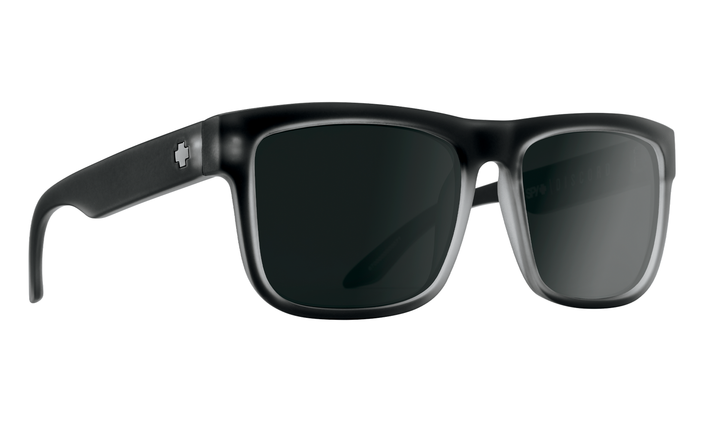 SPY Discord Sunglasses  Happy Gray Green Polar with Black Spectra Mirror Matte Black Ice  57-17-145