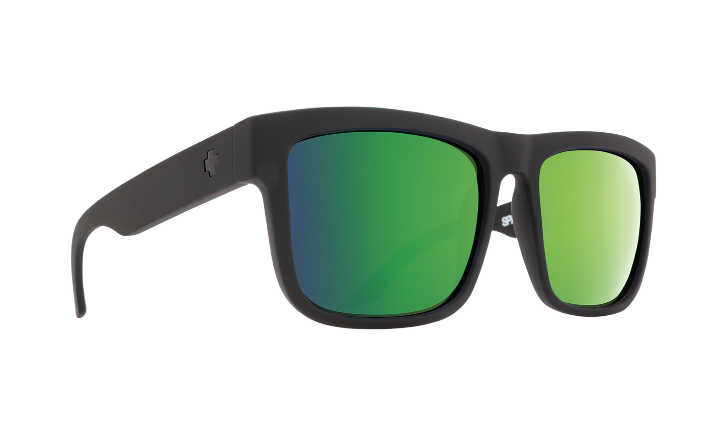 SPY Discord Sunglasses  Happy Bronze Polar with Green Spectra Mirror Soft Matte Black  57-17-145