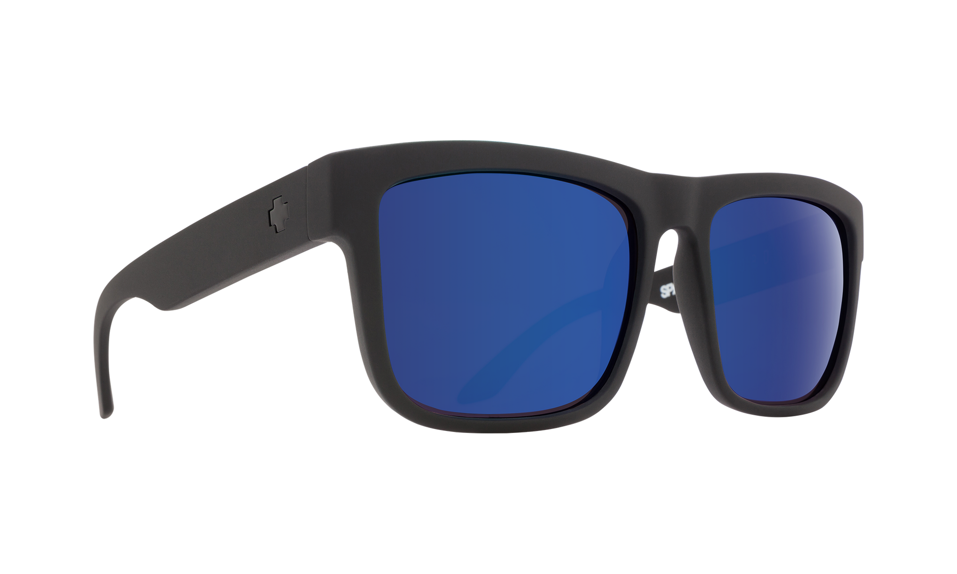 SPY Discord Sunglasses  Happy Dark Gray Green Polar with Dark Blue Spectra Mirror Soft Matte Black  57-17-145