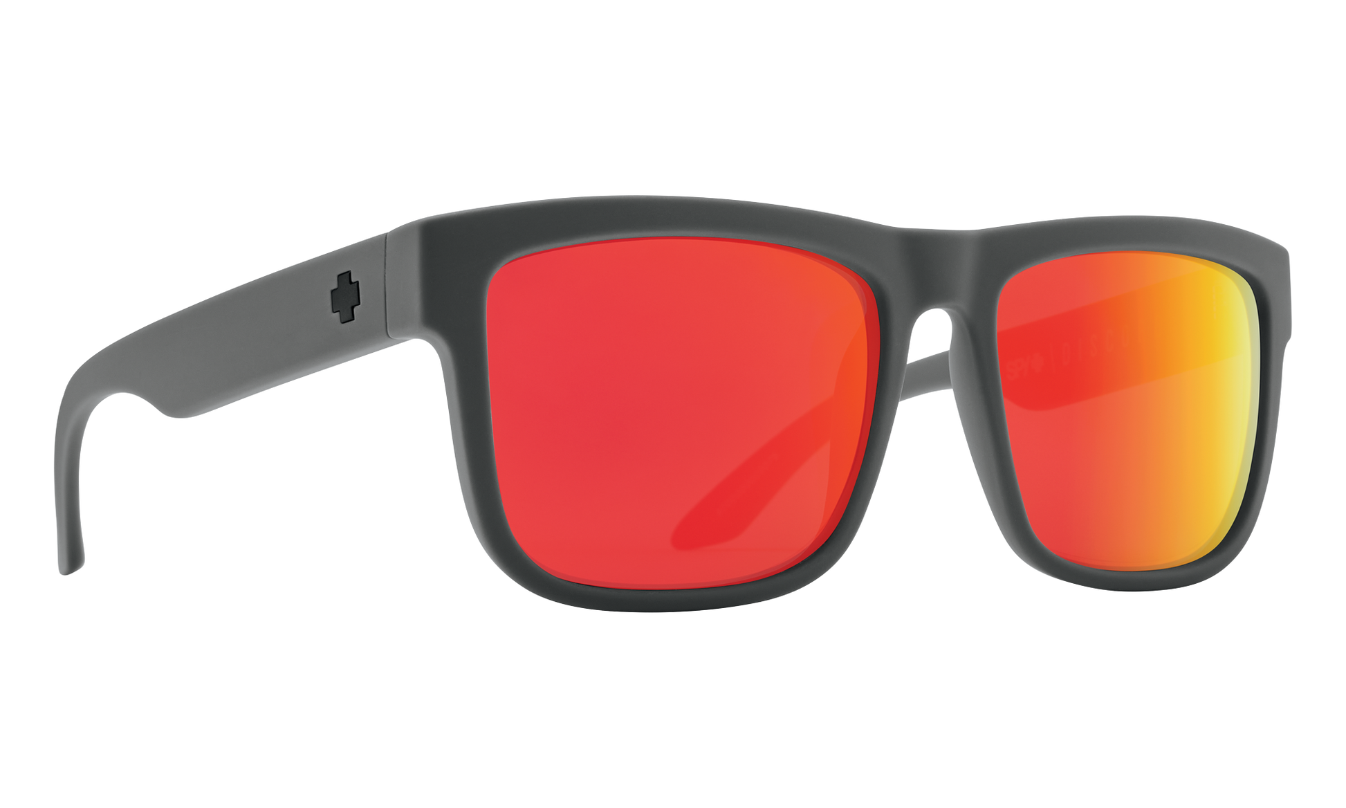 SPY Discord Sunglasses  Happy Gray Green Polar with Red Spectra Mirror Soft Matte Dark Gray  57-17-145