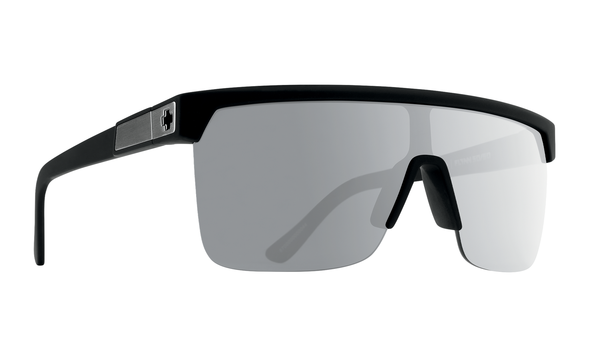 SPY Flynn 50/50 Sunglasses  Happy Gray Green Polar with Silver Spectra Mirror Soft Matte Black  134-00-140