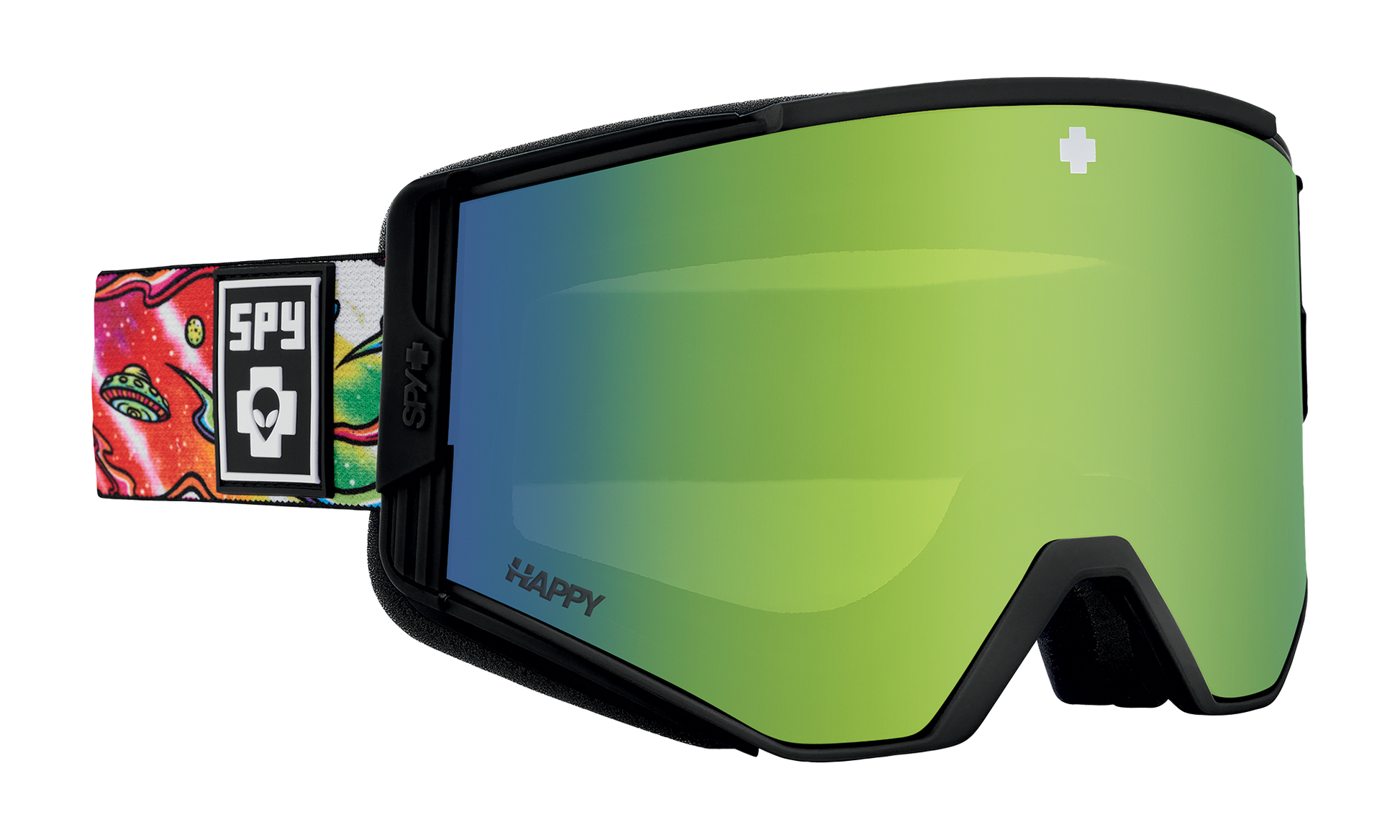SPY Ace Snow Goggle Goggles  Happy LL Yellow with Green Spectra Mirror Cosmic Attack Multi One Size