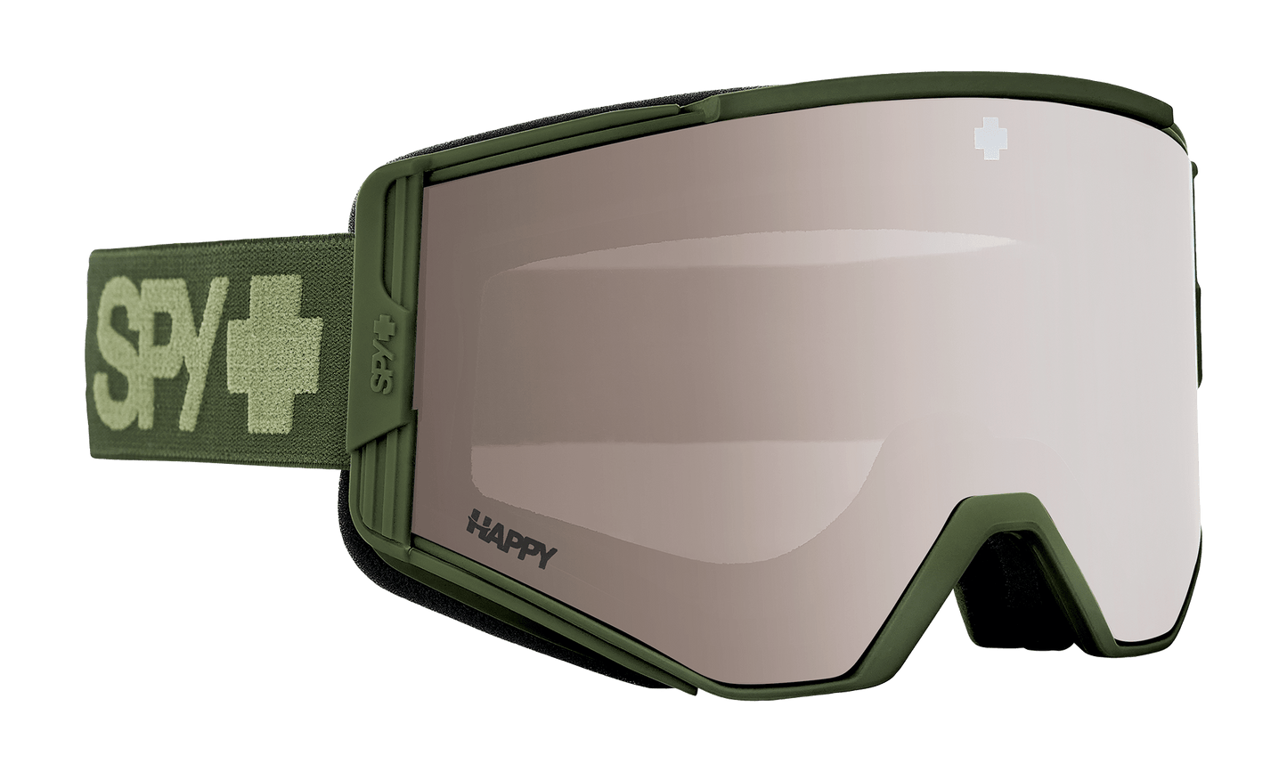 SPY Ace Snow Goggle Goggles  Happy Bronze with Silver Spectra Mirror Monochrome Olive One Size