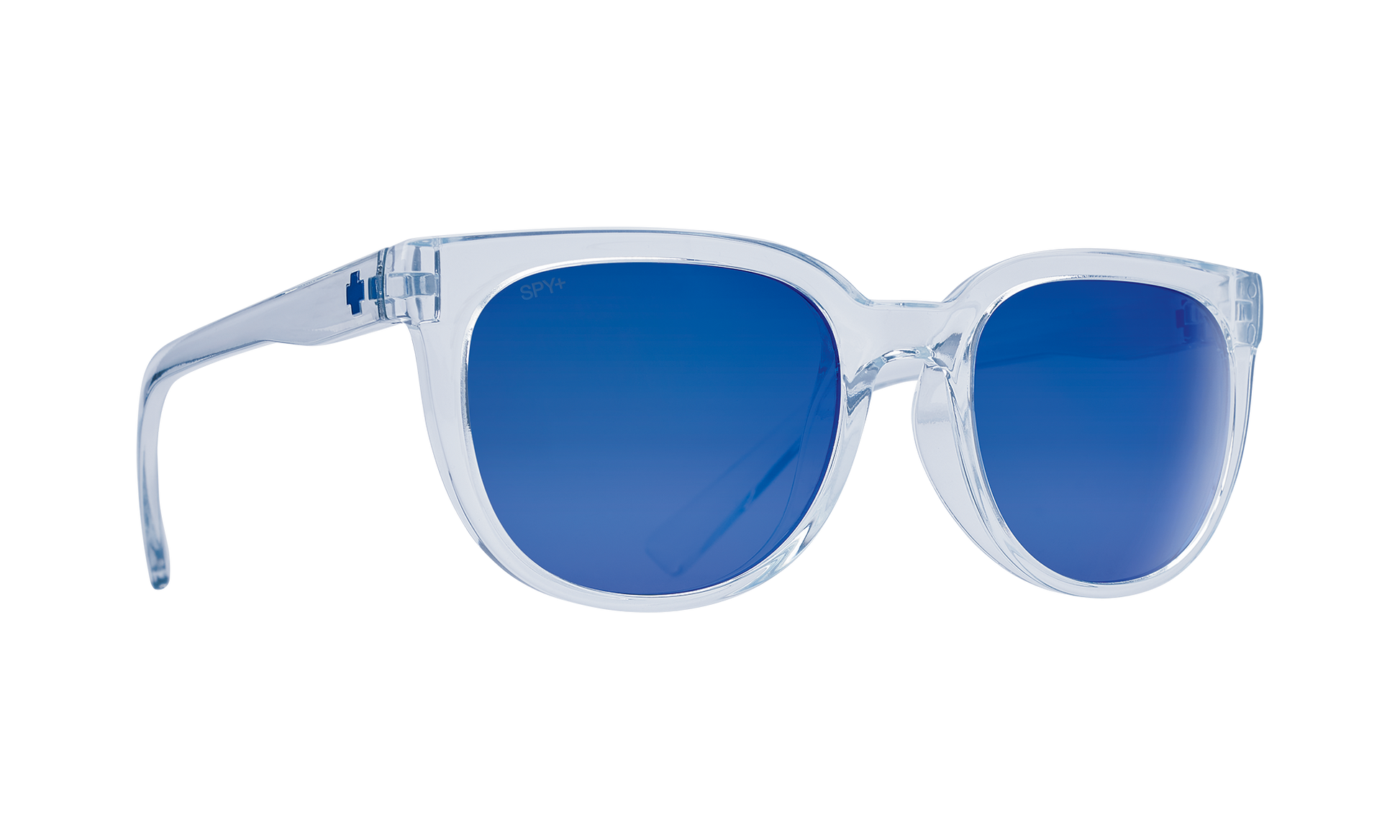 SPY Bewilder Sunglasses  Gray with Navy Spectra Mirror Translucent Light Blue  54-20-148