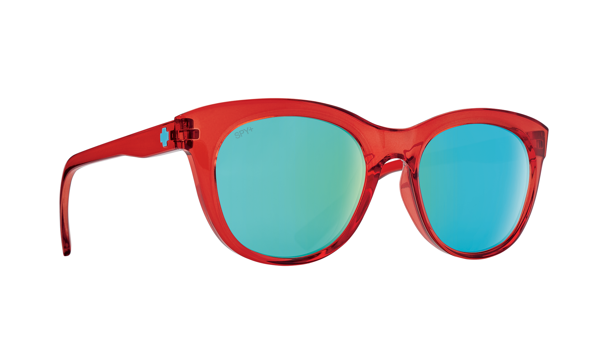 SPY Boundless Sunglasses  Bronze with Light Blue Spectra Mirror Translucent Red  53-19-148