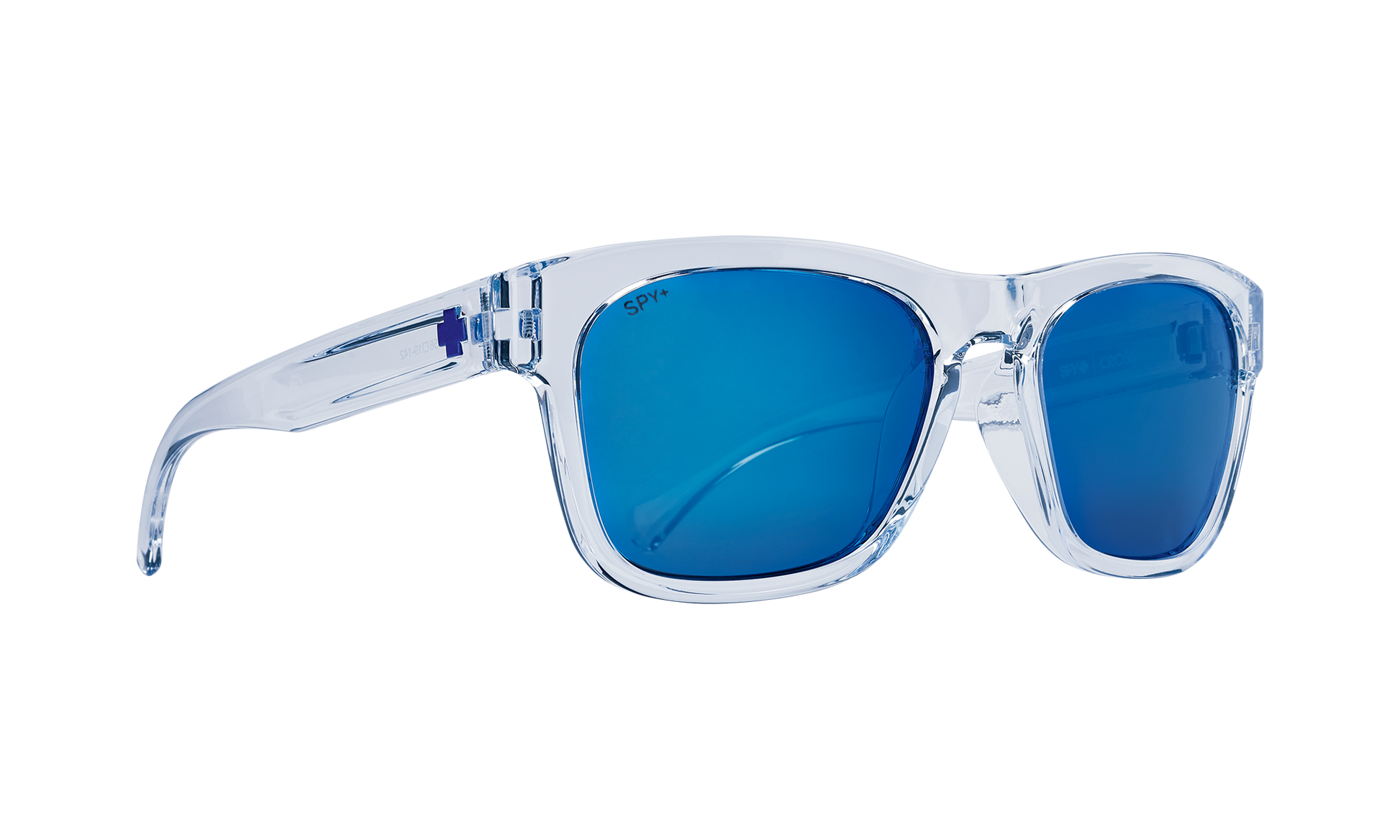 SPY Crossway Sunglasses  Gray with Navy Spectra Mirror Translucent Light Blue  57-19-142