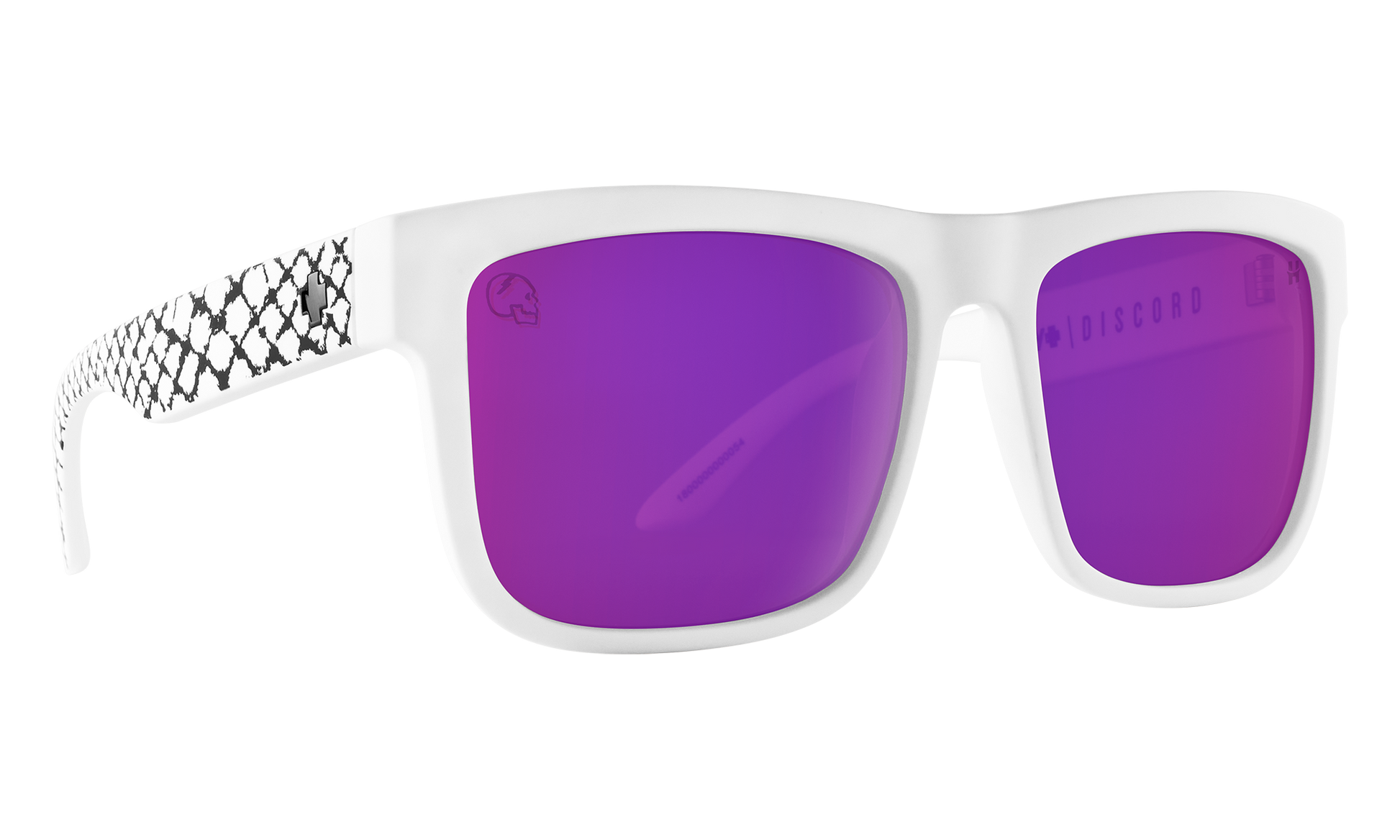 SPY Discord Sunglasses  Happy Bronze Purple Spectra Mirror Slayco Matte White Viper  57-17-145