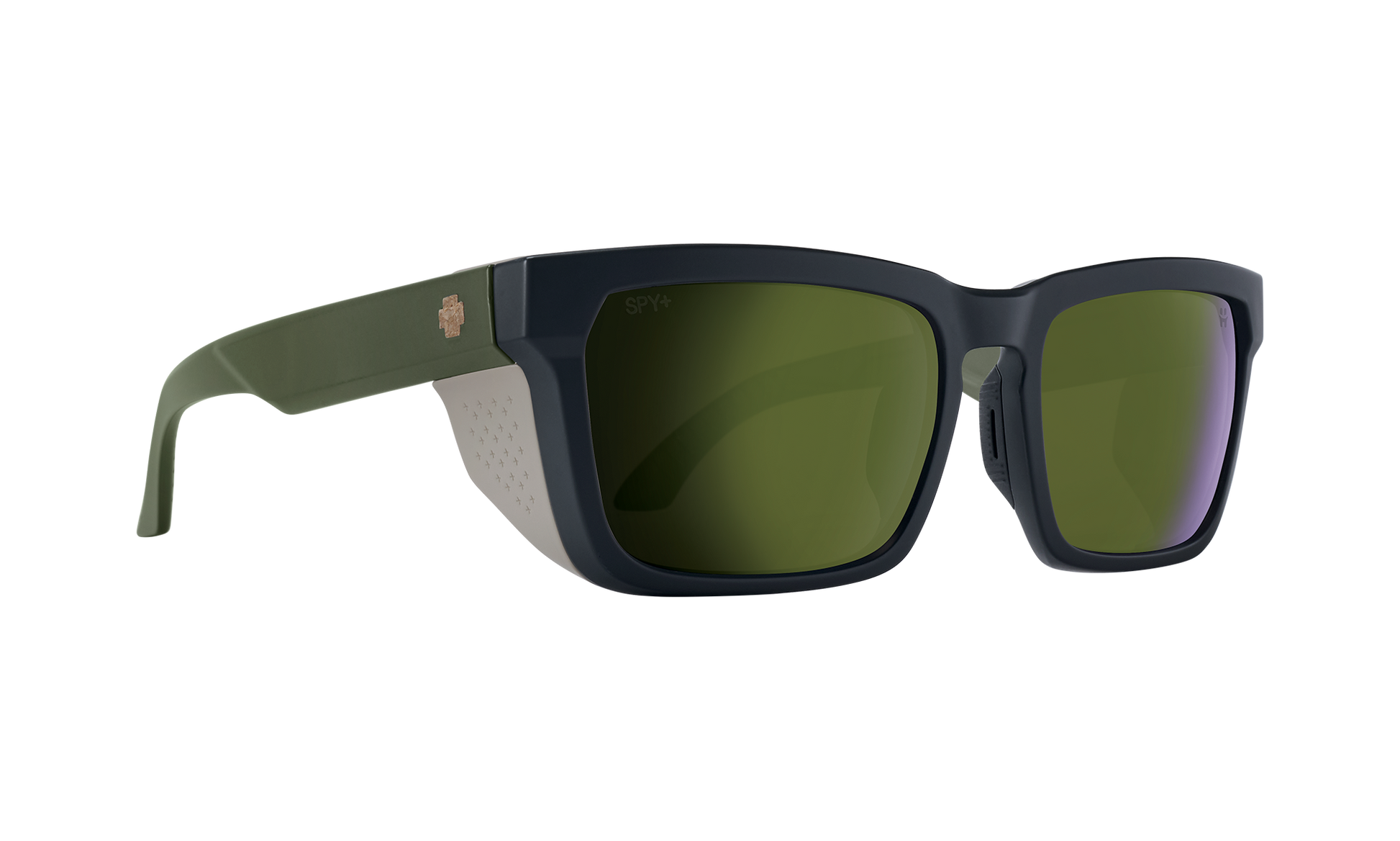 SPY Helm Tech Sunglasses  Happy Bronze Polar with Olive Spectra Mirror Matte Dark Olive Matte Olive  57-18-143