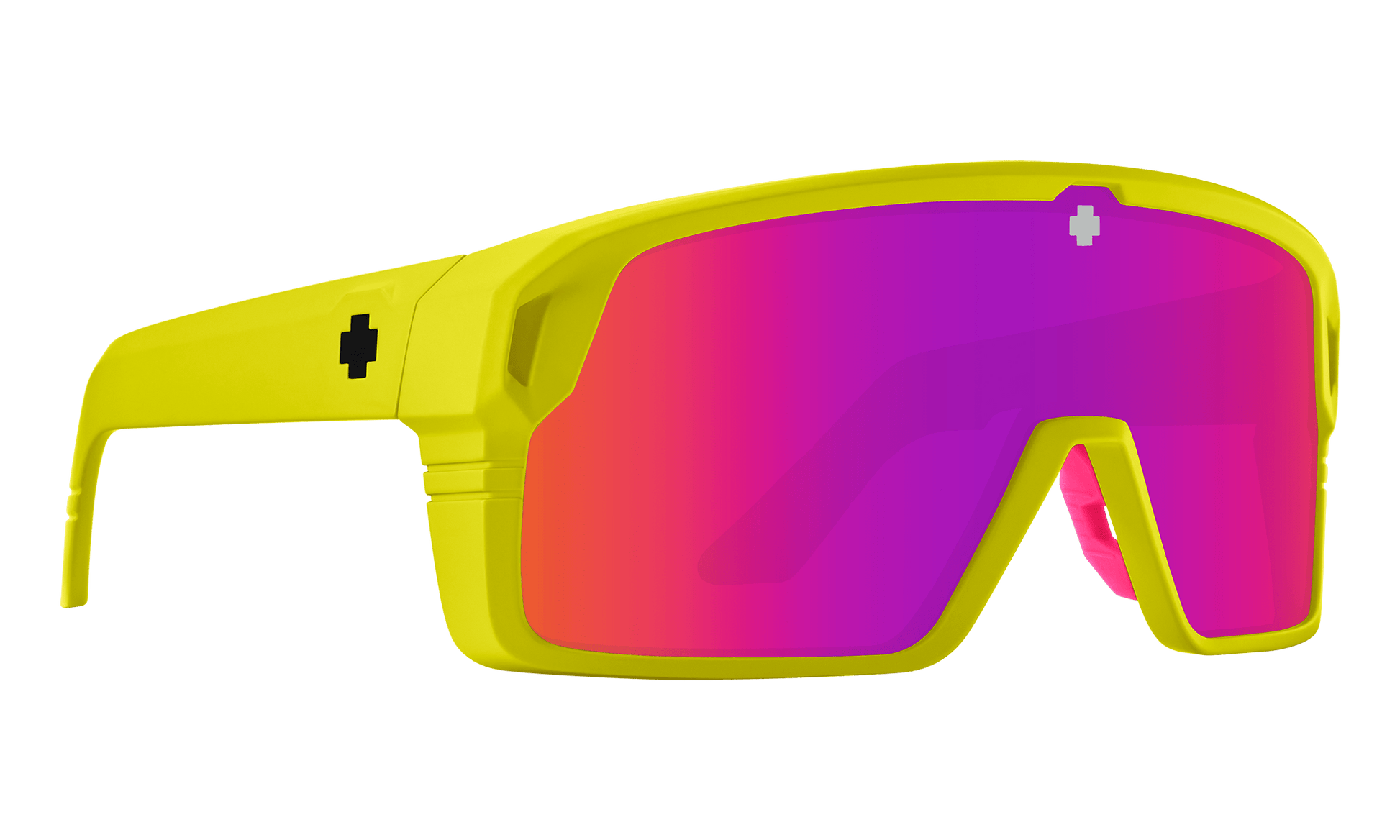 SPY Monolith Sunglasses  Happy Gray Green Pink Spectra Mirror Matte Neon Yellow  138-00-147