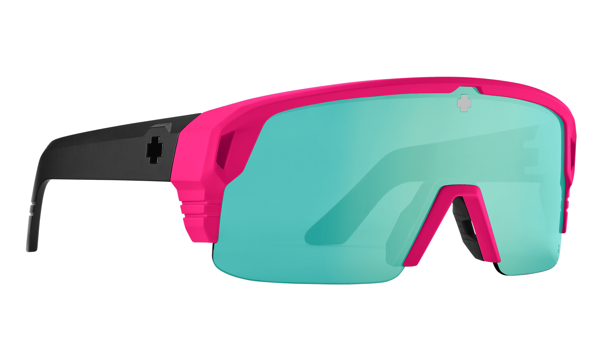 SPY Monolith 50/50 Sunglasses  Happy Bronze Light Green Spectra Mirror Matte Neon Pink  142-00-147