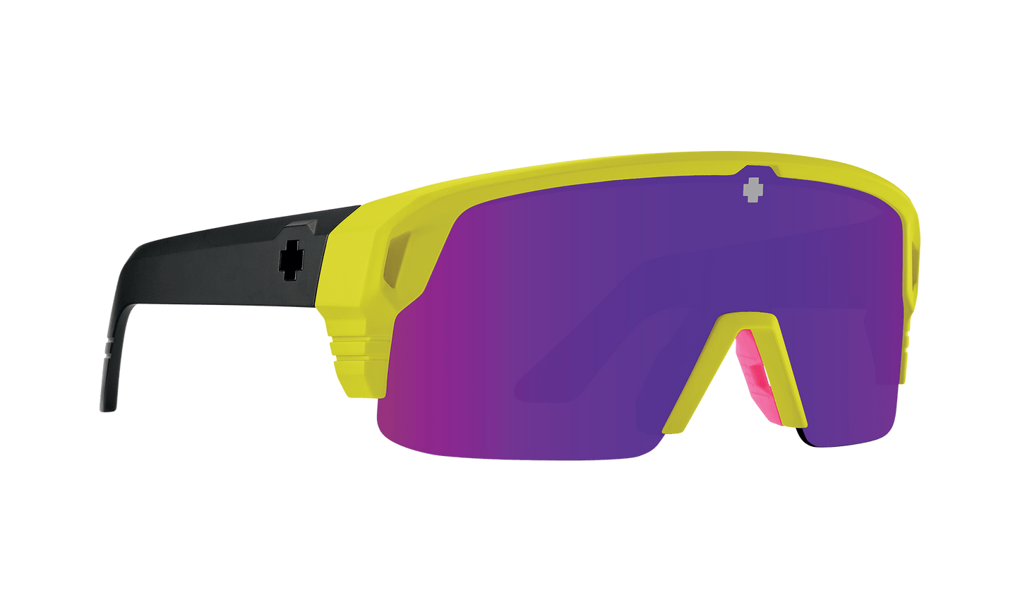 SPY Monolith 50/50 Sunglasses  Happy Bronze Purple Spectra Mirror Matte Neon Yellow  142-00-147