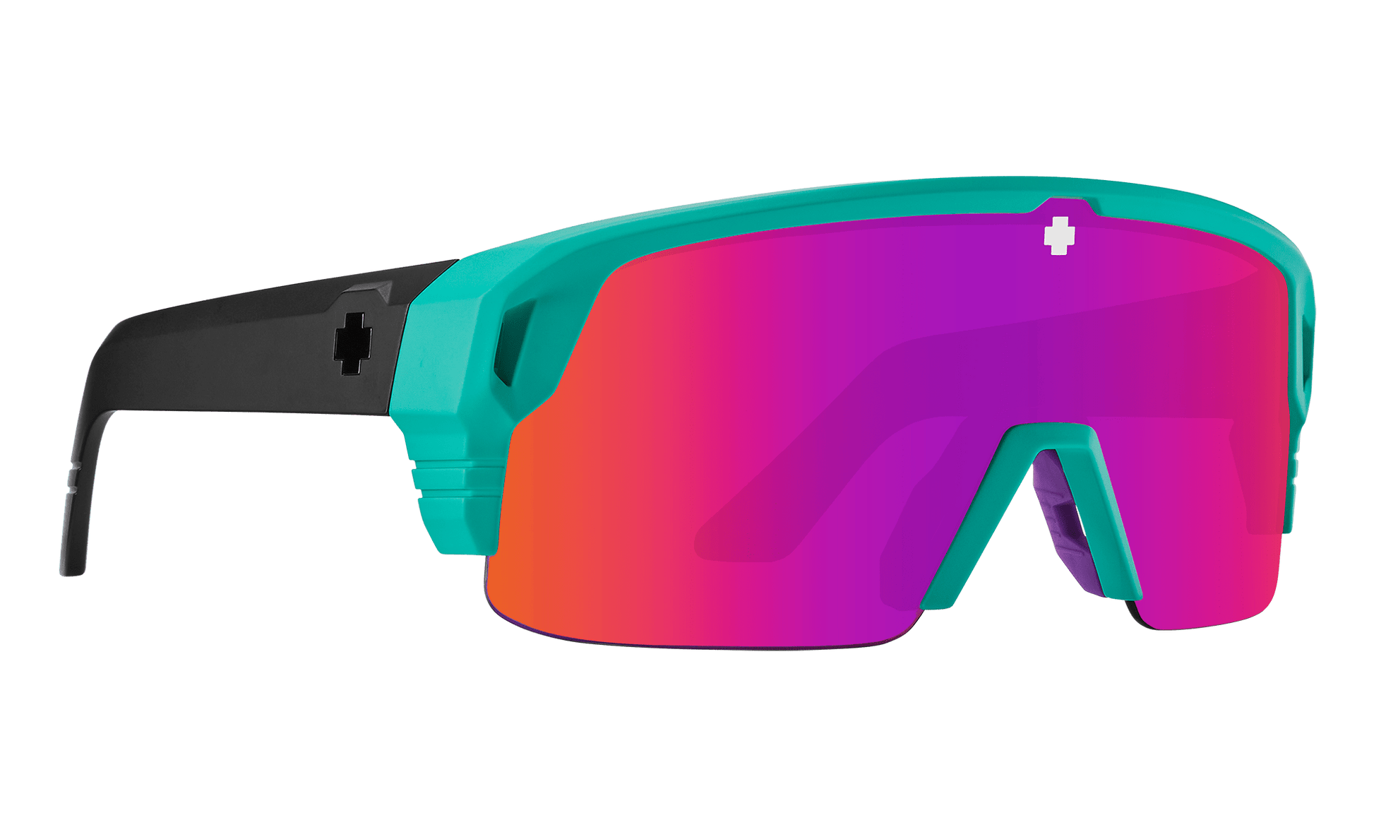 SPY Monolith 50/50 Sunglasses  Happy Gray Green Pink Spectra Mirror Matte Teal  142-00-147