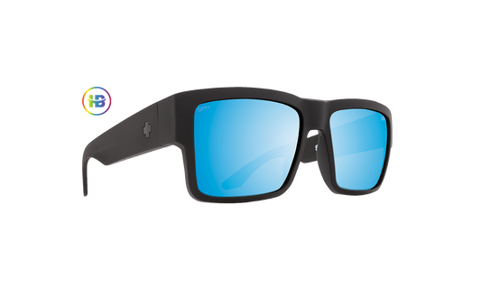 SPY Cyrus Sunglasses  Happy Boost Bronze Polar Ice Blue Spectra Mirror Matte Black  58-17-145