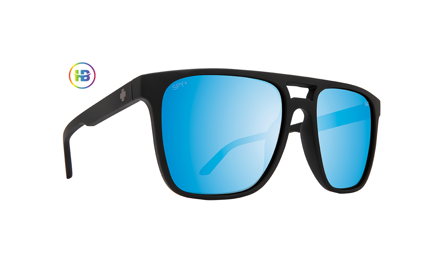 SPY Czar Sunglasses  Happy Boost Bronze Polar Ice Blue Spectra Mirror Matte Black  59-17-148