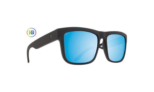 SPY Discord Sunglasses  Happy Boost Bronze Polar Ice Blue Spectra Mirror Matte Black  57-17-145
