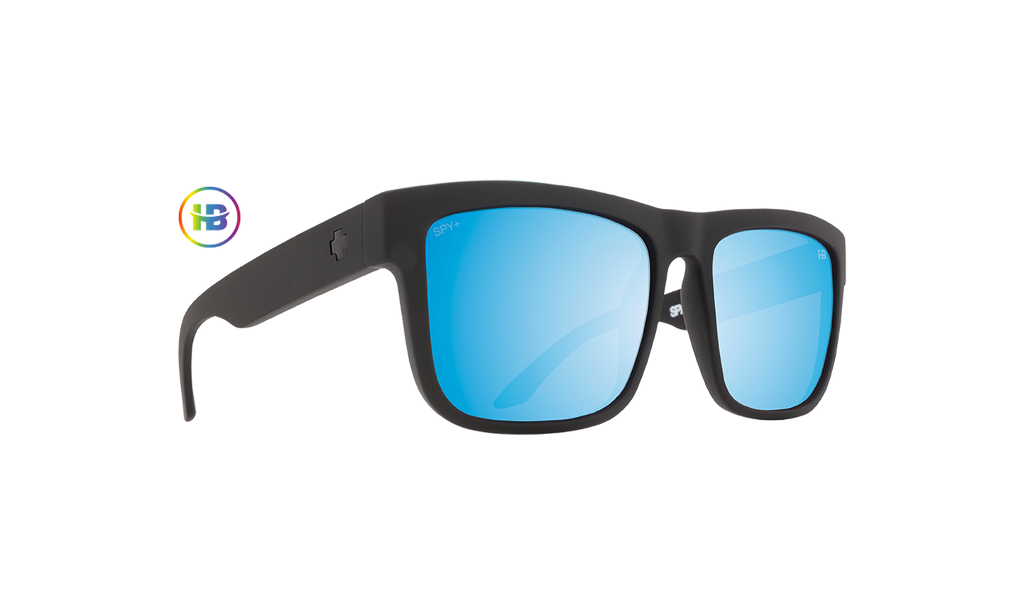 SPY Discord Sunglasses  Happy Boost Bronze Polar Ice Blue Spectra Mirror Matte Black  57-17-145