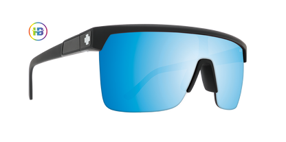 SPY Flynn 50/50 Sunglasses  Happy Boost Bronze Polar Ice Blue Spectra Mirror Matte Black  134-00-140