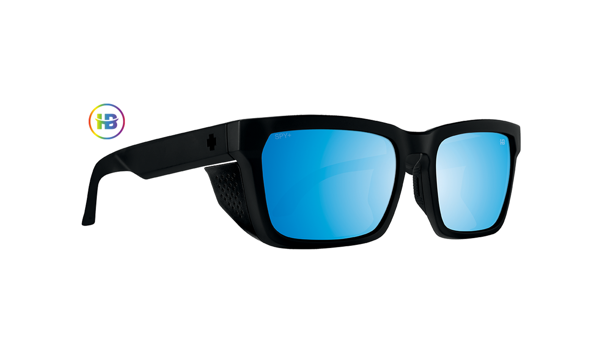 SPY Helm Tech Sunglasses  Happy Boost Bronze Polar Ice Blue Spectra Mirror Matte Black  57-18-143