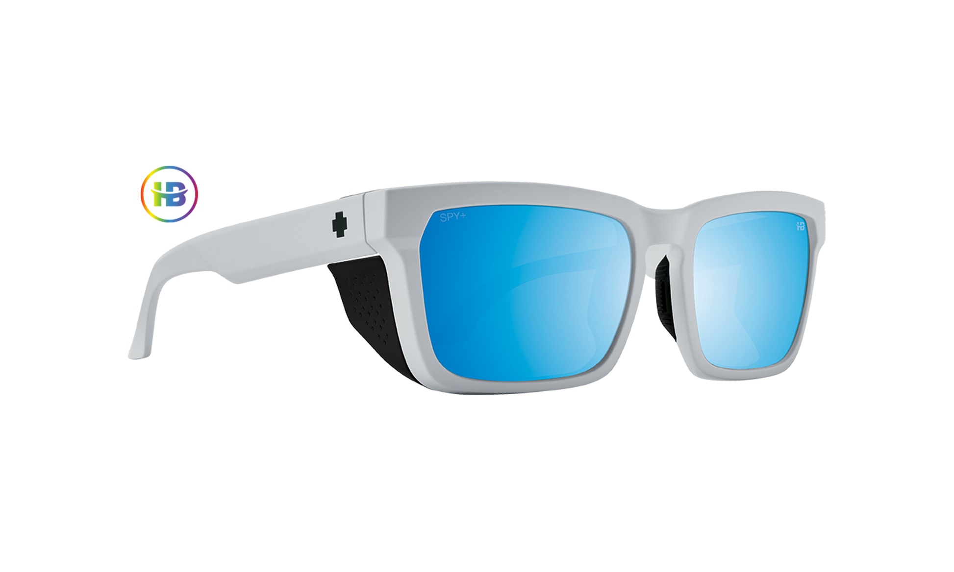 SPY Helm Tech Sunglasses  Happy Boost Bronze Polar Ice Blue Spectra Mirror Matte White  57-18-143