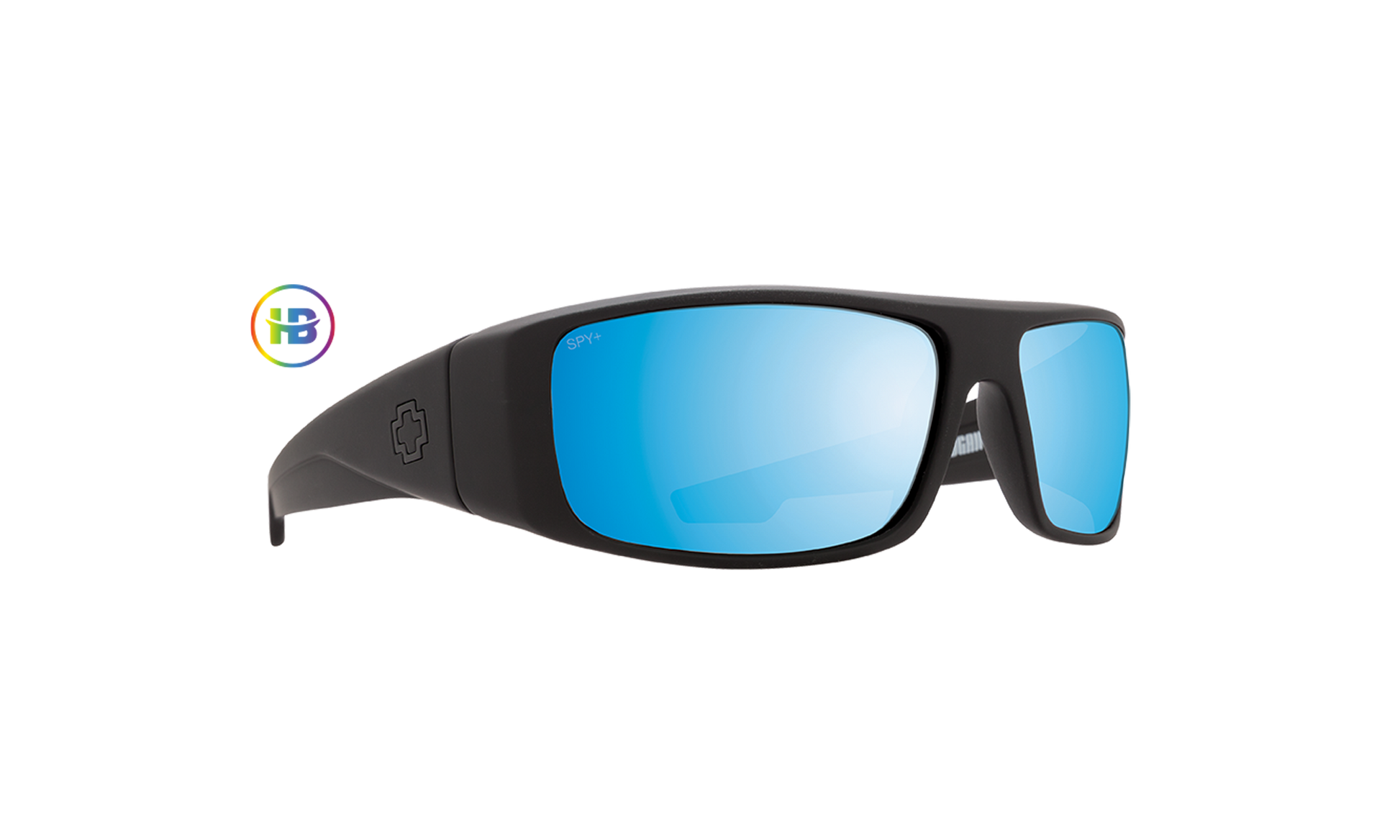 SPY Logan Sunglasses  Happy Boost Bronze Polar Ice Blue Spectra Mirror Matte Black  61-14-127