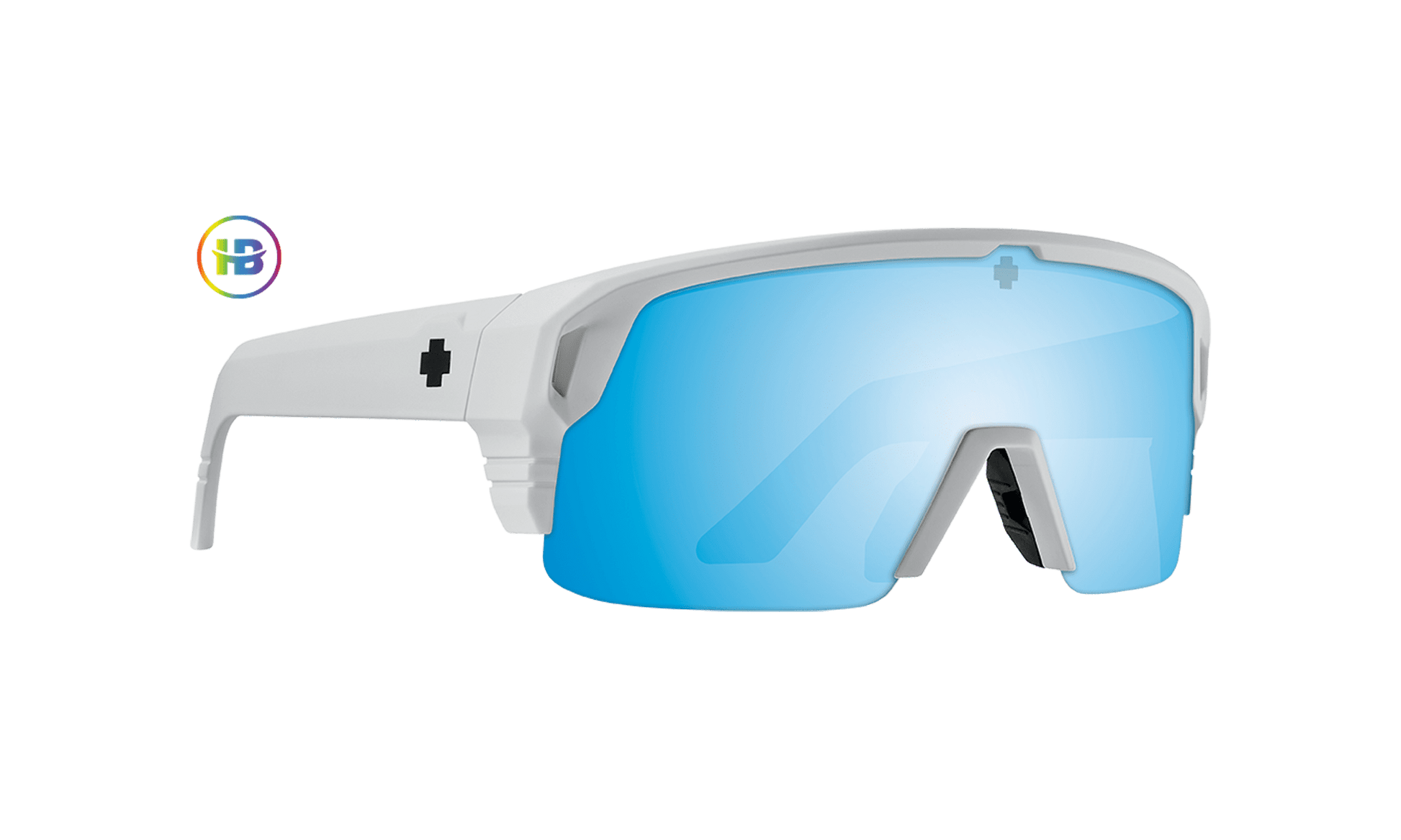 SPY Monolith 50/50 Sunglasses  Happy Boost Bronze Polar Ice Blue Spectra Mirror Matte White  142-00-147