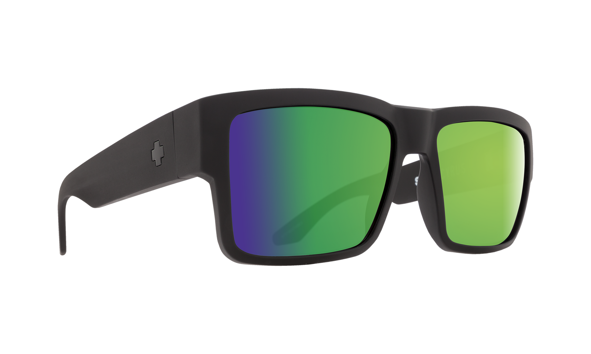 SPY Cyrus Sunglasses  Happy Bronze Polar with Green Spectra Mirror Matte Black  58-17-145