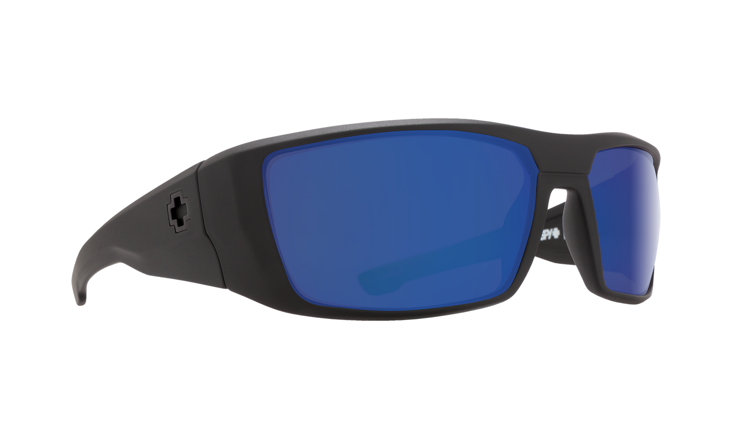 SPY Dirk Sunglasses  Happy Bronze Polar with Blue Spectra Mirror Matte Black  64-16-125