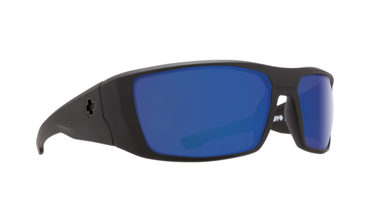 SPY Dirk Sunglasses  Happy Bronze Polar with Blue Spectra Mirror Matte Black  64-16-125