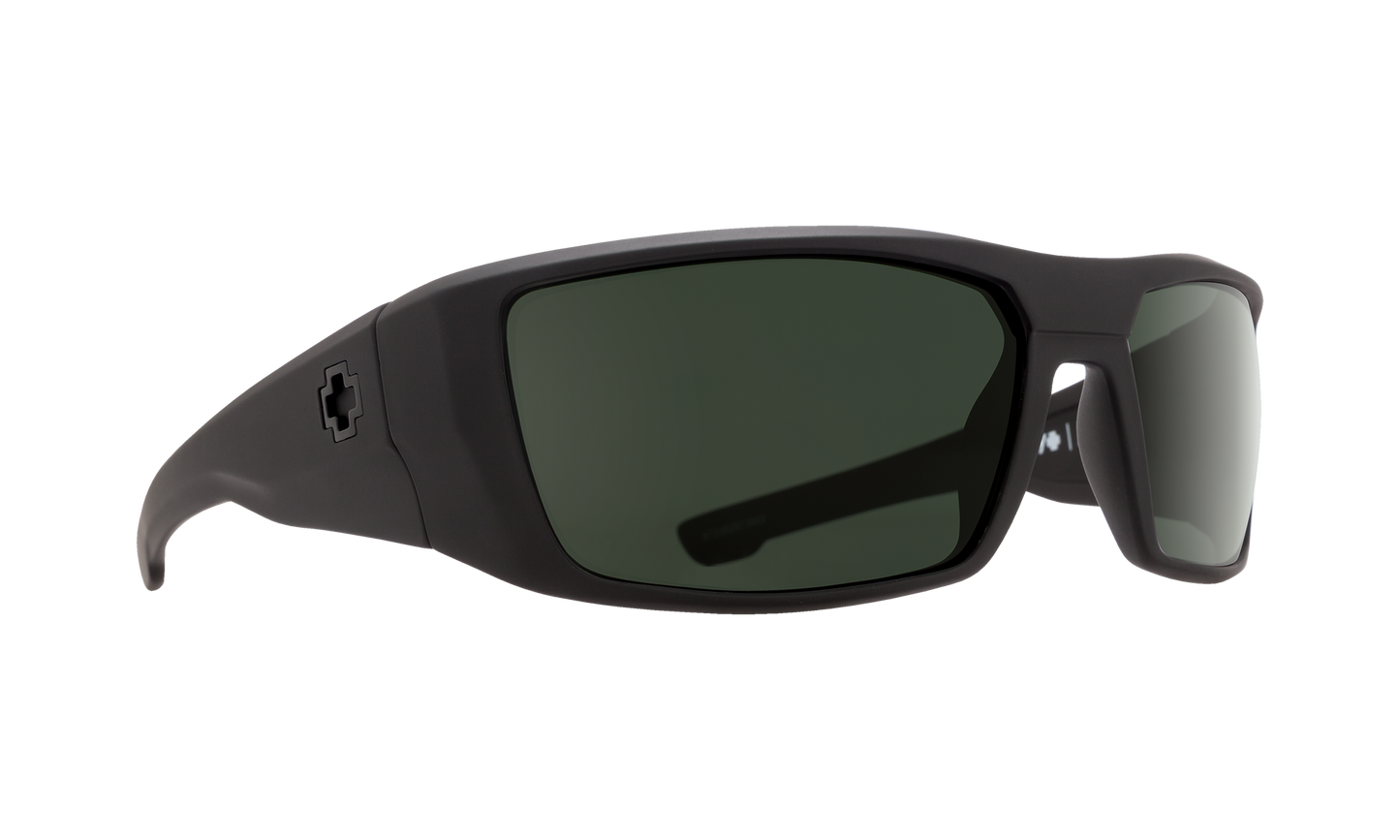 SPY Dirk Sunglasses  Happy Gray Green Polar Soft Matte Black  64-16-125