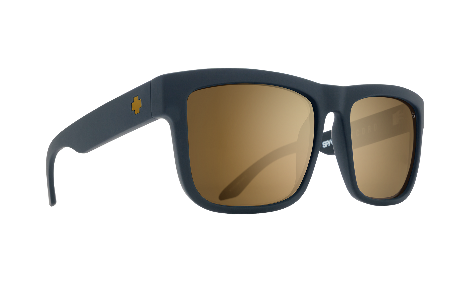 SPY Discord Asian Fit Sunglasses  Happy Bronze with Gold Spectra Mirror Soft Matte Black  57-17-145