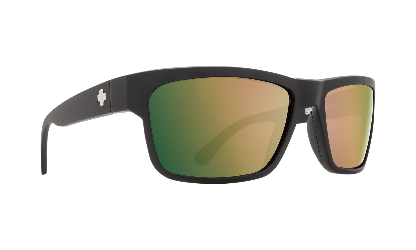 SPY Frazier Sunglasses  Happy Rose Polar with Green Gold Spectra Mirror Soft Matte Black  59-16-127
