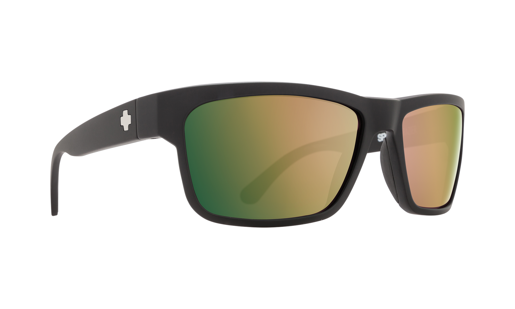 SPY Frazier Sunglasses  Happy Rose Polar with Green Gold Spectra Mirror Soft Matte Black  59-16-127