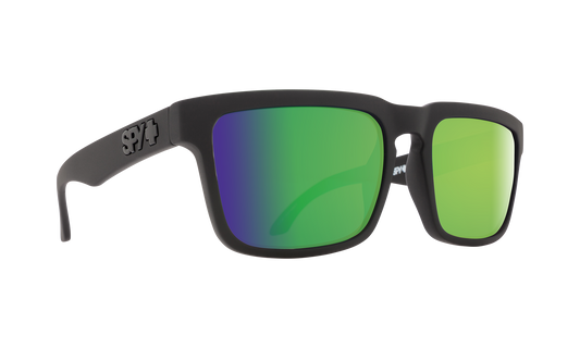 SPY Helm Sunglasses  Happy Bronze Polar with Green Spectra Mirror Matte Black  57-18-140