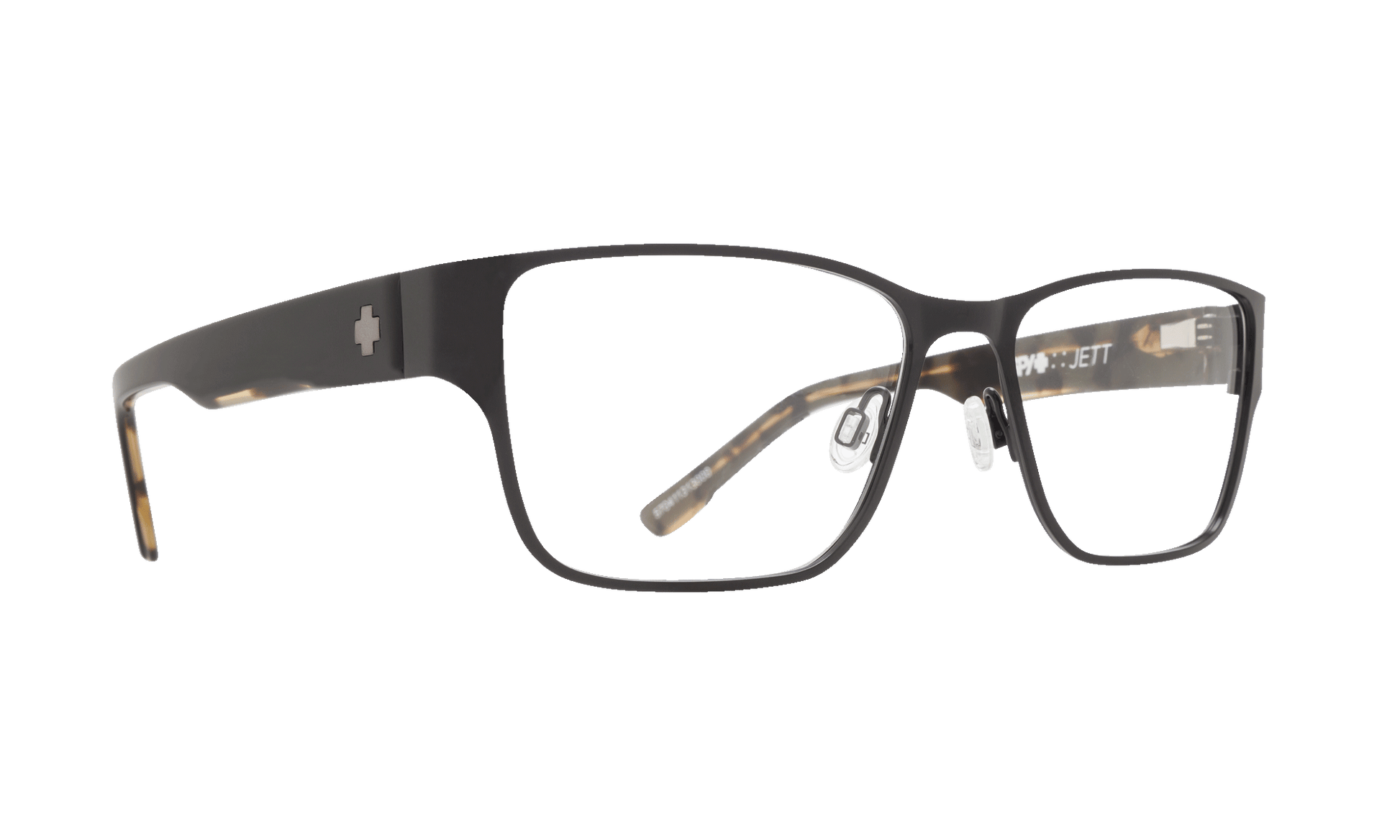 SPY JETT Eyeglasses  Clear Matte Black/Black Tiger  a clean 54-17-145