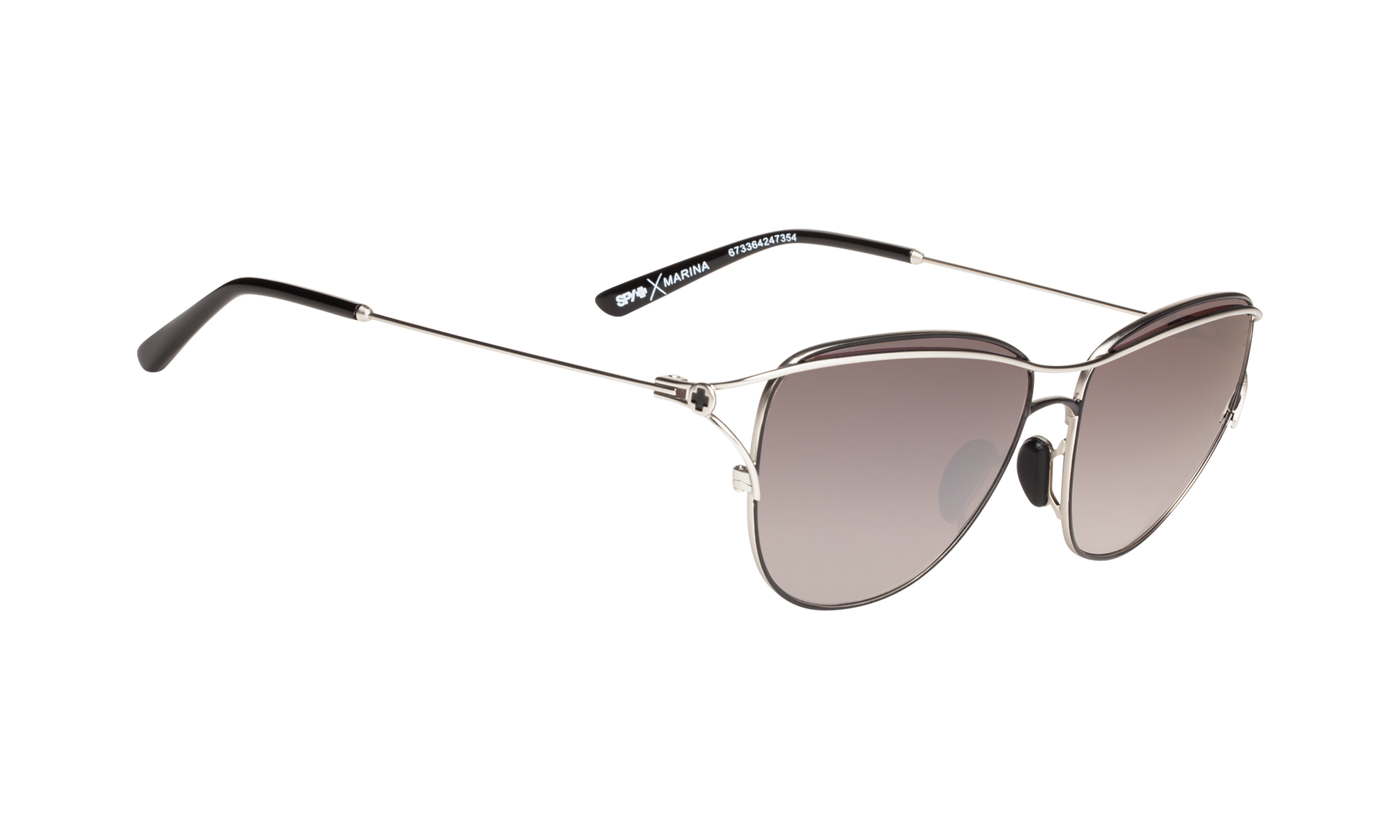 SPY Marina Sunglasses  Happy Bronze Fade with Silver Mirror Silver/Black  57-14-130