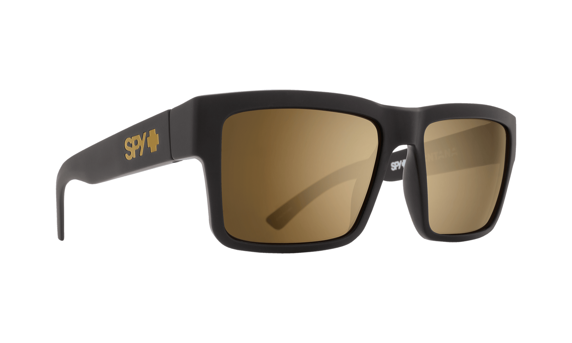 SPY Montana Asian Fit Sunglasses  Happy Bronze with Gold Mirror Soft Matte Black  a medium 54-16-140