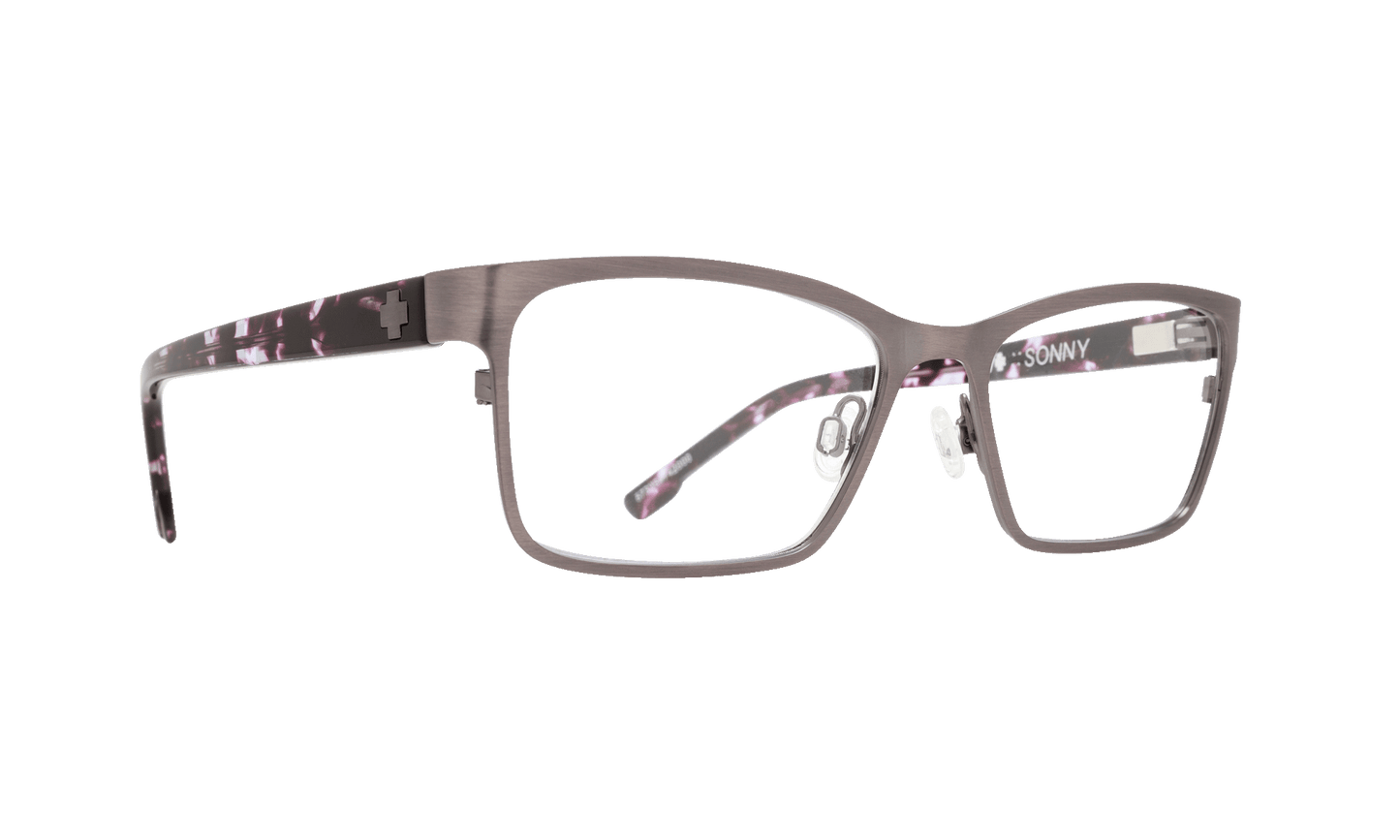 SPY SONNY Eyeglasses   Brushed Gunmetal/Purple Camo Tort  a happy 52-16-140