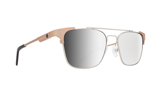 SPY Westport Sunglasses  Happy Bronze Fade with Silver Mirror Matte Silver/Matte Rose Gold  52-17-140