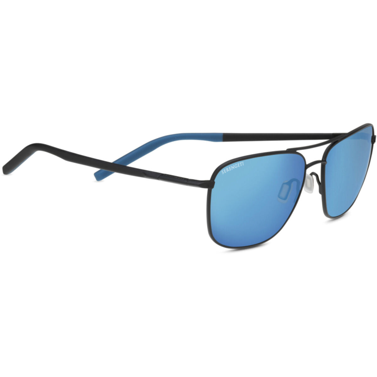 Serengeti Spello Sunglasses  Matte Black With Black Temples And Blue Inside Temple Tips One Size