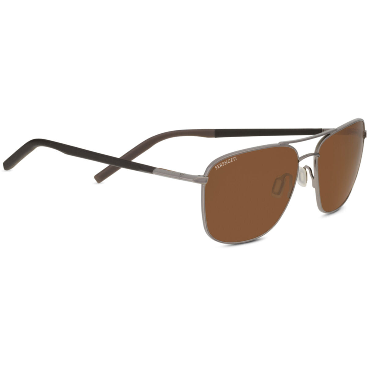 Serengeti Spello Sunglasses  Shiny Gunmetal With Dark Brown Inside Temple Tips One Size