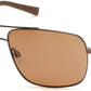 Timberland TB9107 Navigator Sunglasses 50H-50H - Satin Brown Metal Frame & Accents, Brown Rubber Temples/ Brown Lenses