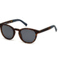 Timberland TB9128 Round Sunglasses 52D-52D - Rubberized Tortoise Frame & Temples With Blue Rubber / Blue Lenses
