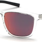 Timberland TB9162 Square Sunglasses 26D-26D - Shiny Crystal Front And Temples, Black Temple Tips / Red Mirror Lenses