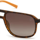 Timberland TB9200 Navigator Sunglasses 52H-52H - Matte Havana Front With Orange Rubber Temples, Brown Gradient Lenses