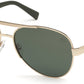 Timberland TB9214 Pilot Sunglasses 32R-32R - Shiny Gold Front, Matte Olive Green Temples / Green Lenses