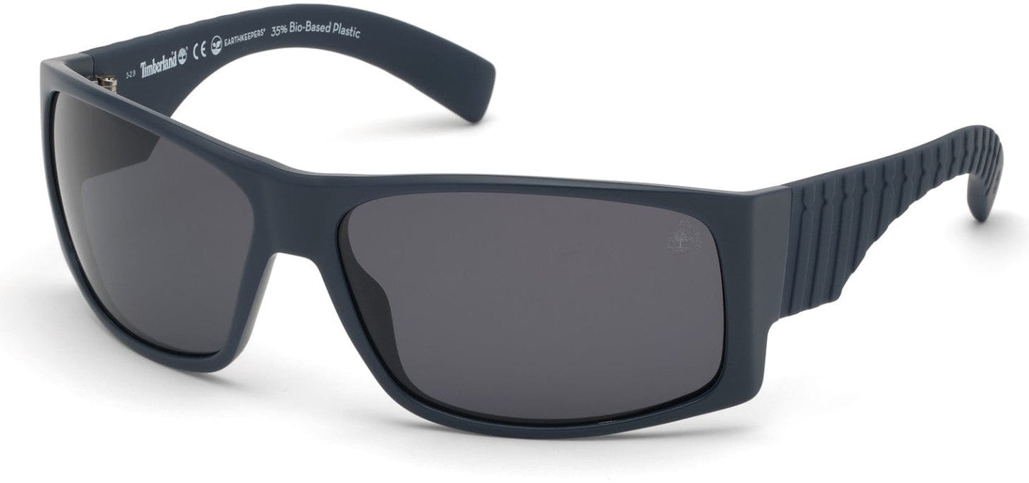 Timberland TB9215 Rectangular Sunglasses 91D-91D - Matte Blue Front And Temples / Smoke Lens
