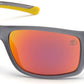 Timberland TB9217 Rectangular Sunglasses 20D-20D - Matte Crystal Gray W/ Yellow Rubber / Red Mirror Lenses
